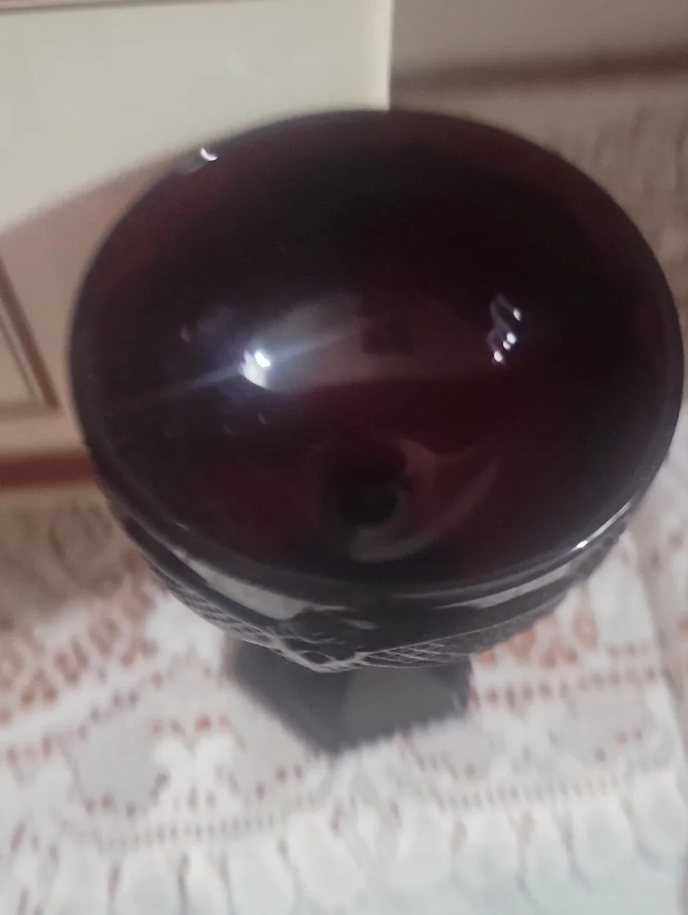 Avon Cape Cod Collection Saucer Champagne Glasses - Deep Ruby With Box